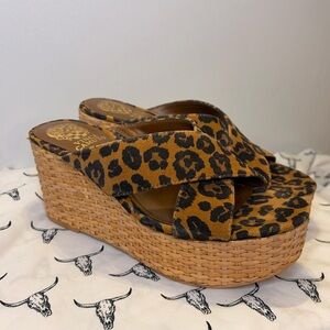 Vince Camuto Leopard Print Platform Sandals
